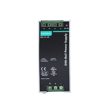 Meanwell Power Supply, 90 to 264V AC, 48V DC, 75W, 1.6A, DIN Rail DR-75-48